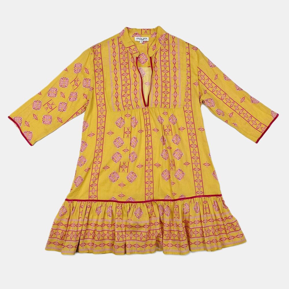 Lolita Jaca Ciriana Silk Cotton Flare Ruffle Tunic Size S Luxury Resortwear